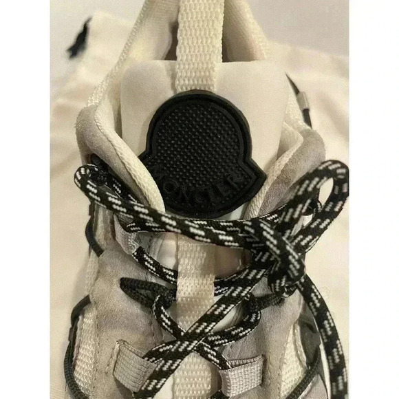 Moncler Compassor Low Top Sneakers White Black Grey Women’s 39.5 9.5 Mens 8 Shoe - Picture 12 of 12